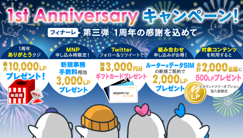 MVNOサービス「LinksMate（リンクスメイト）」、8月1日（水）より「1st Anniversary キャンペーン！第三弾 1周年の感謝を込めて」を実施！